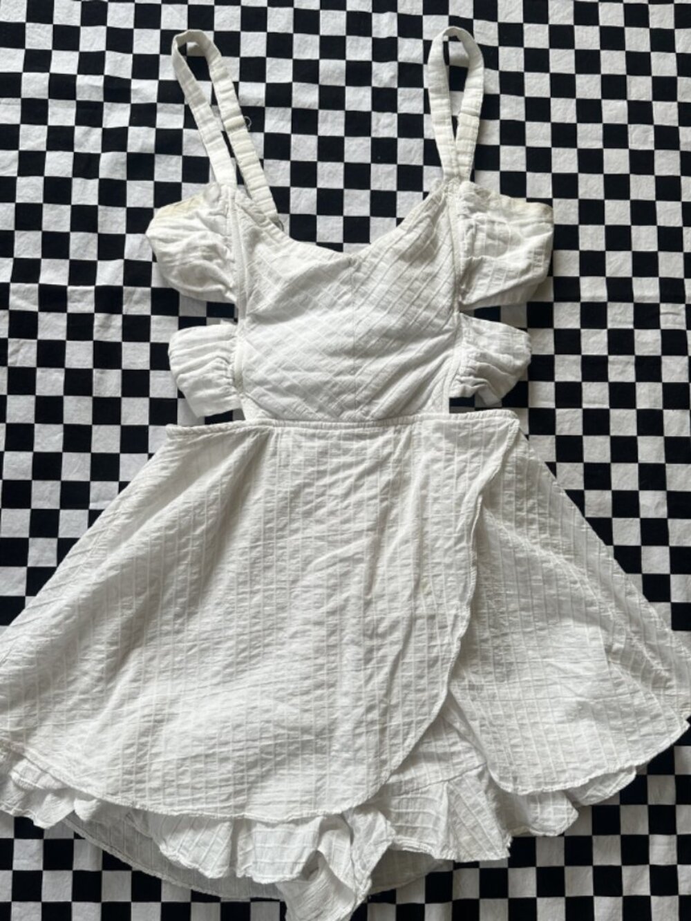 White Ruffly Cut Out Romper